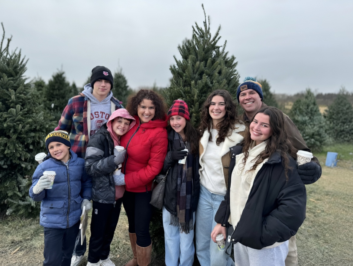 Ryan and his family at a Christmas tree farm